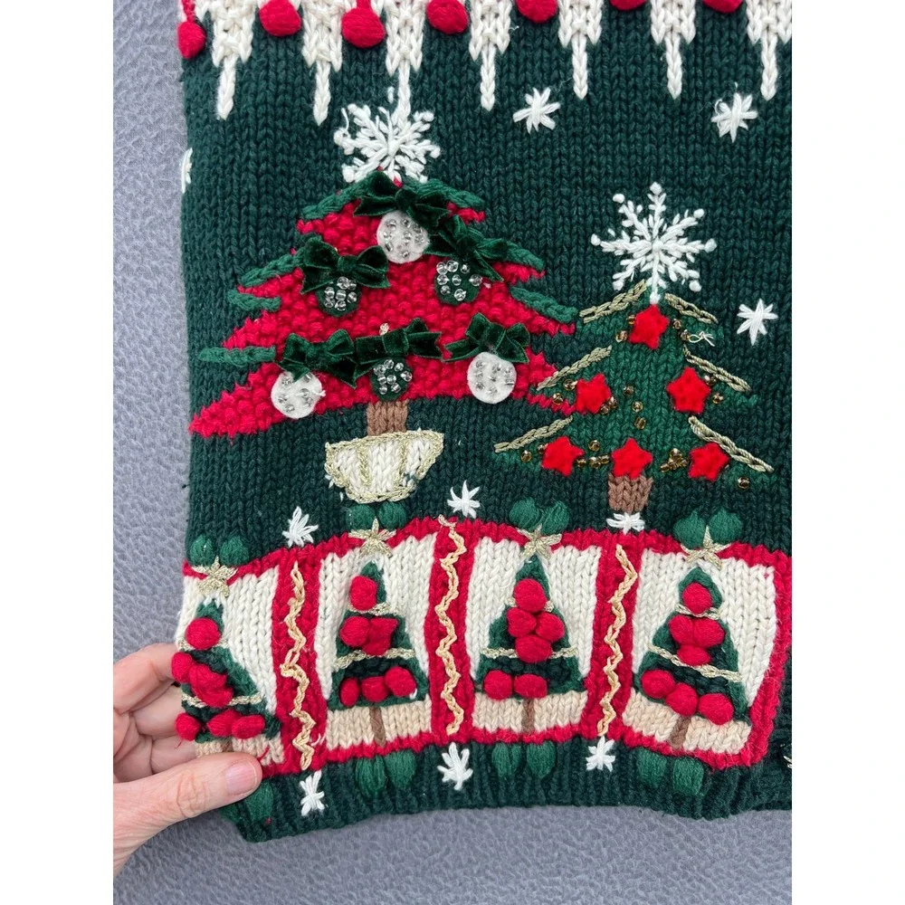Heirloom Collectibles Sweater Womens L VTG Christmas Vest Green Tree NWT - Picture 2 of 11